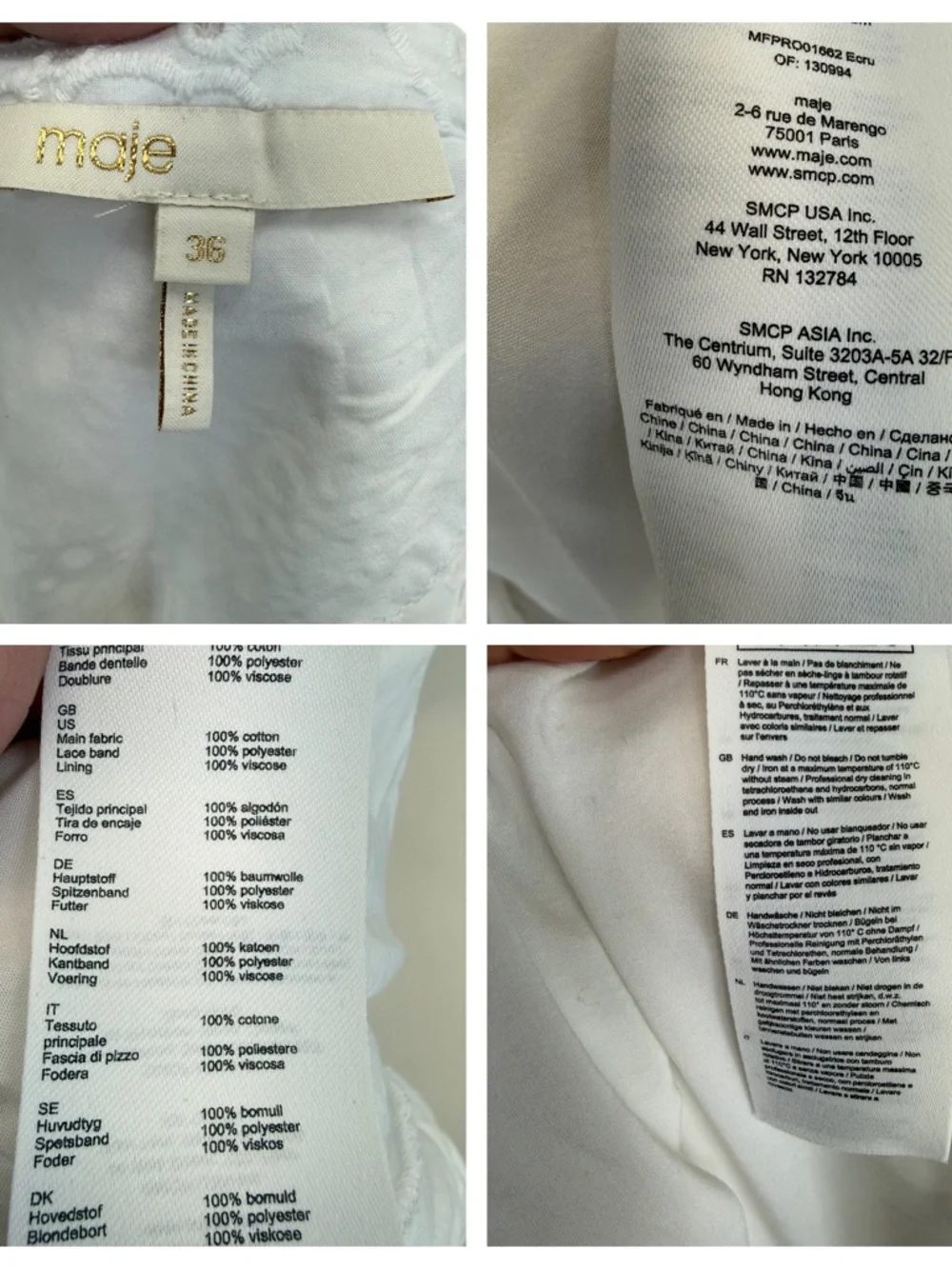 Maje Rayanette Guipure Skater Dress 36 White - Picture 11 of 16